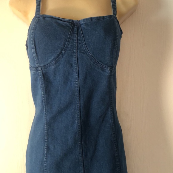 Women’s Y2k VTG spaghetti strap stretchy chambray denim dress - Picture 5 of 15